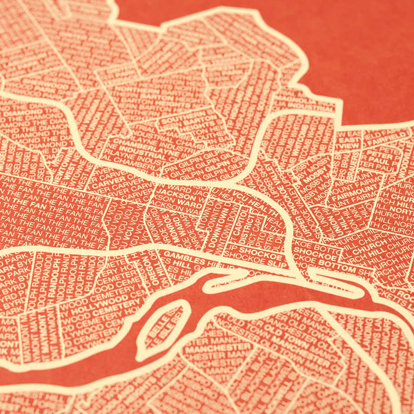 Richmond Neighborhood Map Poster, Richmond City Map Art Print