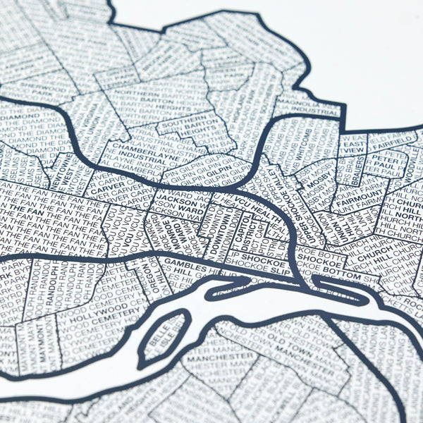 Richmond Neighborhood Map Poster, Richmond City Map Art Print