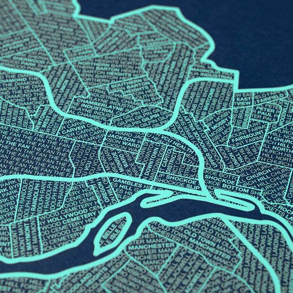 Richmond Neighborhood Map Poster, Richmond City Map Art Print