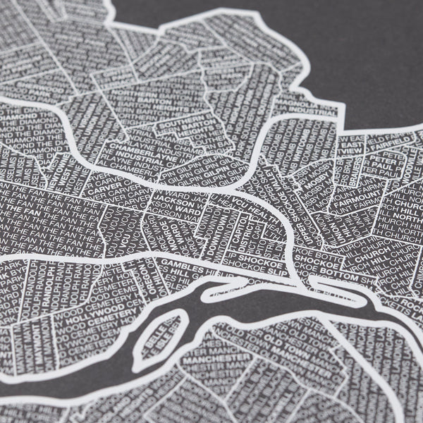 Richmond Neighborhood Map Poster, Richmond City Map Art Print