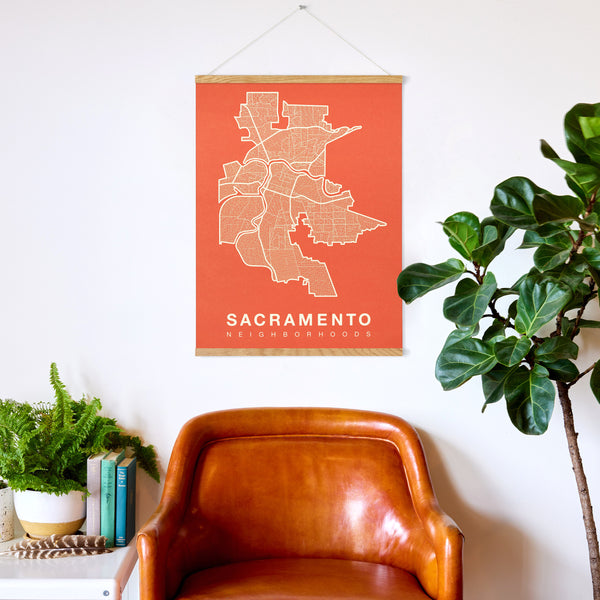 Sacramento Neighborhood Map Poster, Sacramento City Map Art Print