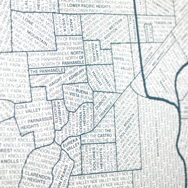 San Francisco Neighborhood Map Poster, San Francisco City Map Art Print