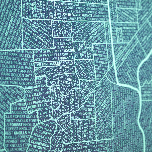 San Francisco Neighborhood Map Poster, San Francisco City Map Art Print