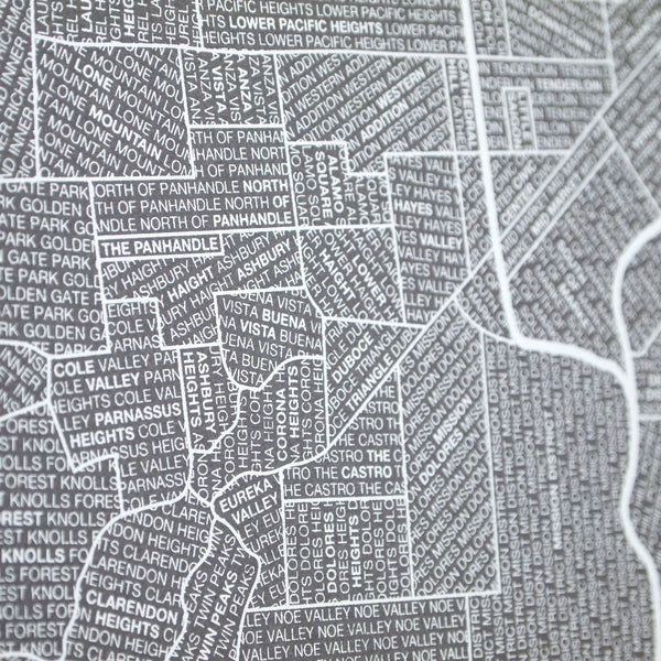 San Francisco Neighborhood Map Poster, San Francisco City Map Art Print