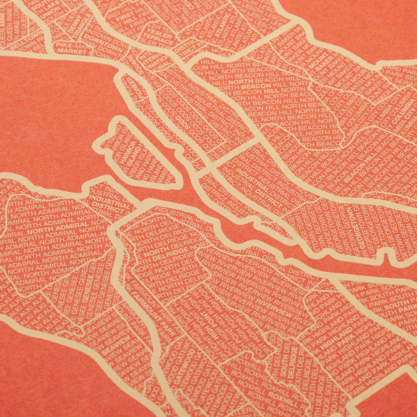 Seattle Neighborhood Map Poster, Seattle City Map Art Print