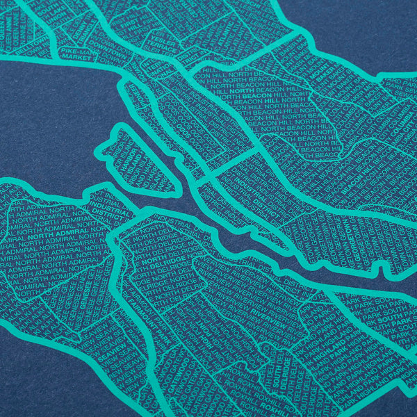Seattle Neighborhood Map Poster, Seattle City Map Art Print