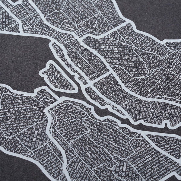 Seattle Neighborhood Map Poster, Seattle City Map Art Print