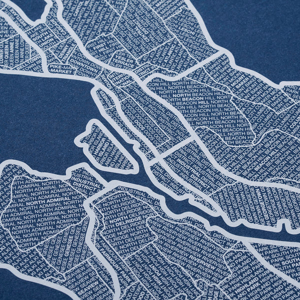 Seattle Neighborhood Map Poster, Seattle City Map Art Print