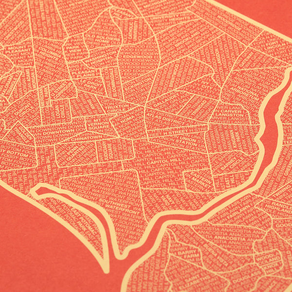 Washington D.C. Neighborhood Map Poster, Washington D.C. City Map Art Print